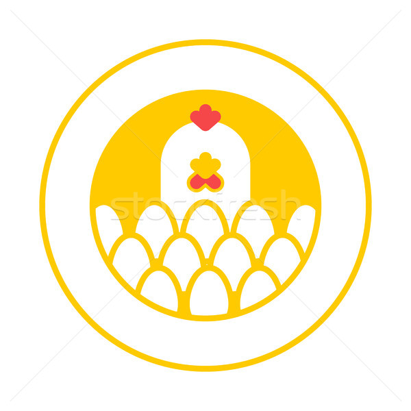 Chicken and egg logo for eggs production. Chicken farm emblem. P Stock photo © MaryValery