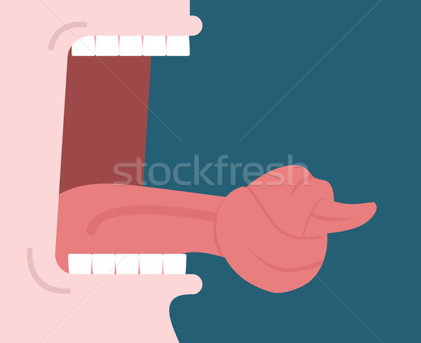 tongue is knot. Open mouth. Silence allegory illustration Stock photo © MaryValery