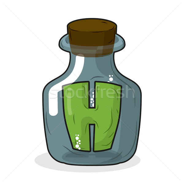 H in laboratory bottle. Letter in magic pot with a wooden stoppe Stock photo © MaryValery