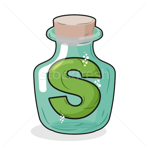 S retro laboratory flask bottle. Letter in old magic potion bott Stock photo © MaryValery