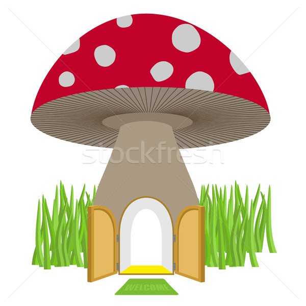 Mushroom with door open. Amanita House for a dwarf, Hobbit. Vect Stock photo © MaryValery