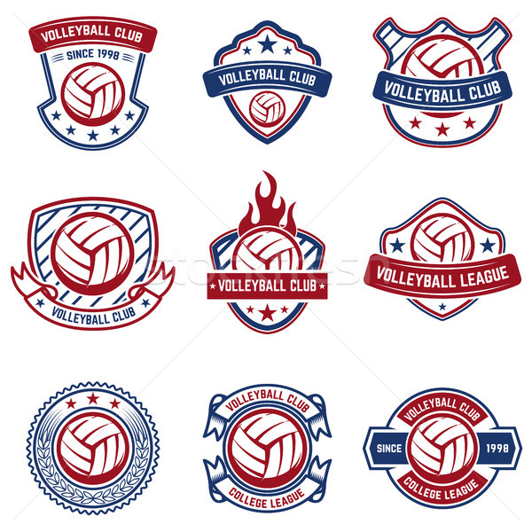 Volleyball emblems on white background. Design element for logo, label, emblem, sign, badge.  Stock photo © masay256