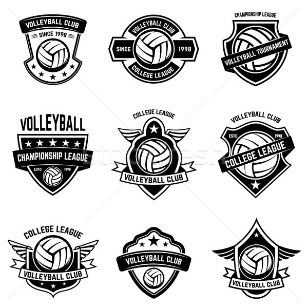 Volleyball emblems on white background. Design element for logo, label, emblem, sign, badge.  Stock photo © masay256
