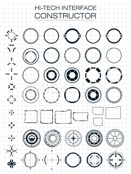 Set of hi-tech interface elements on light background. Design elements for hud, user interface, anim Stock photo © masay256
