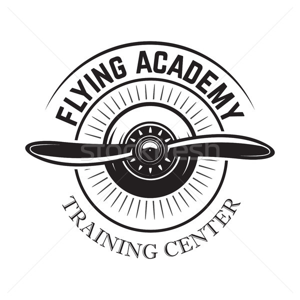 Aviation training center emblem template with retro airplane. Design element for logo, label, emblem Stock photo © masay256