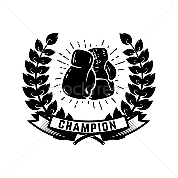 Champion boxing club. Emblem template with boxer gloves. Design element for logo, label, emblem, sig Stock photo © masay256