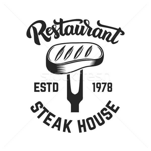 Steak house. Cutted meat and crossed meat cleavers. Design element for logo, label, emblem.  Stock photo © masay256