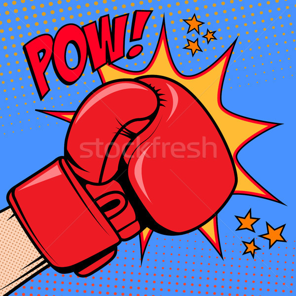 Human hand in pop art style with boxing glove. Pow. Design eleme Stock photo © masay256