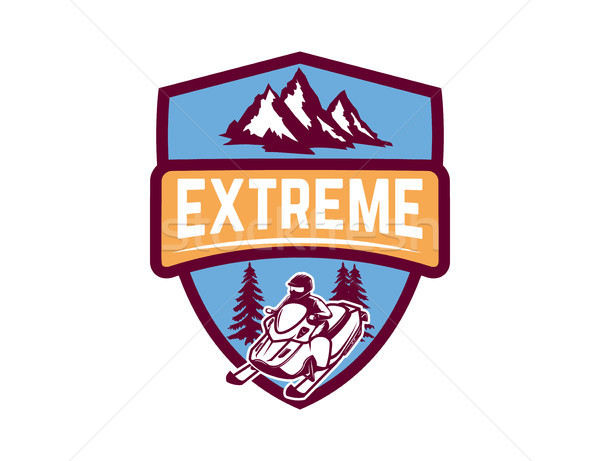 Stock photo: Offroad extreme adventure. Emblem template with snowmobile. Design element for logo, label, emblem, 
