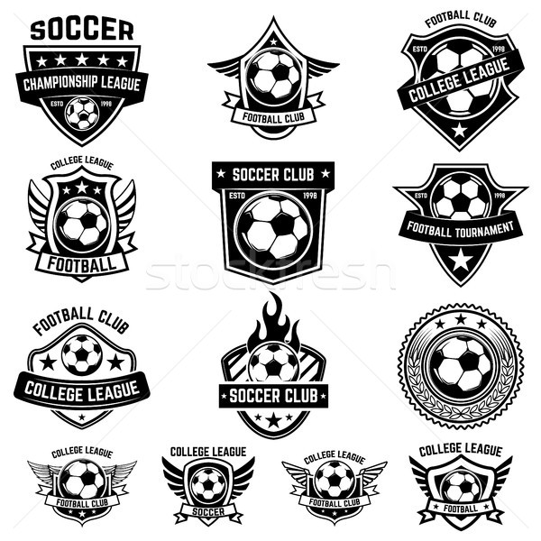 Set of winged emblems with soccer ball. Design element for logo, label, emblem, sign.  Stock photo © masay256