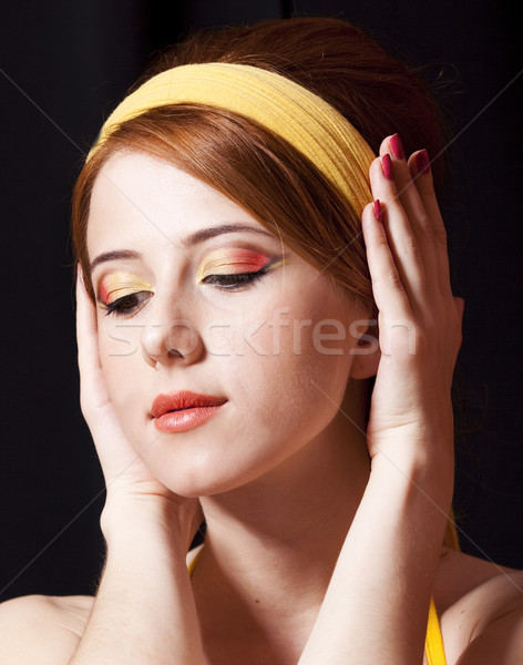 Vörös hajú nő lány 70-es évek stílus kéz divat Stock fotó © Massonforstock
