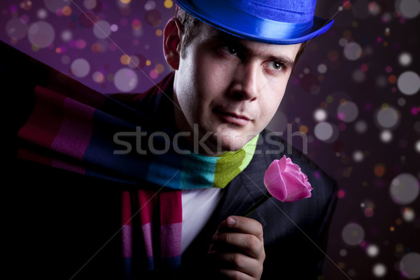 Mysterious men with rose. Stock photo © Massonforstock