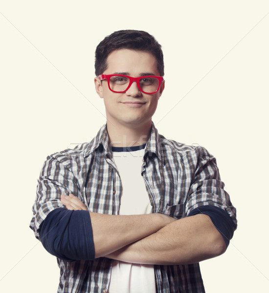 Style man in red glasses Stock photo © Massonforstock