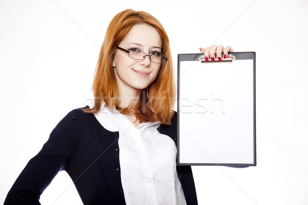 Portrait of the business woman with a represent folder. Stock photo © Massonforstock