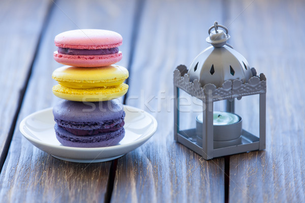 Macarons lampă masa de lemn textură Imagine de stoc © Massonforstock