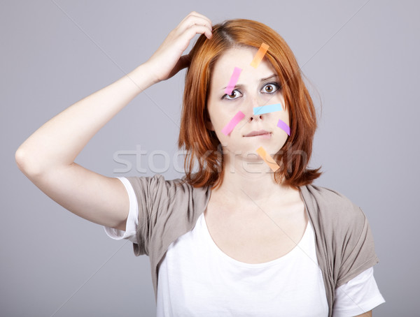 Verwechselt Geschäftsfrauen stellt fest Gesicht Büro Mädchen Stock foto © Massonforstock