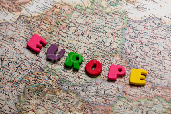 photo of map of european countries and colorful letters on the w Stock photo © Massonforstock