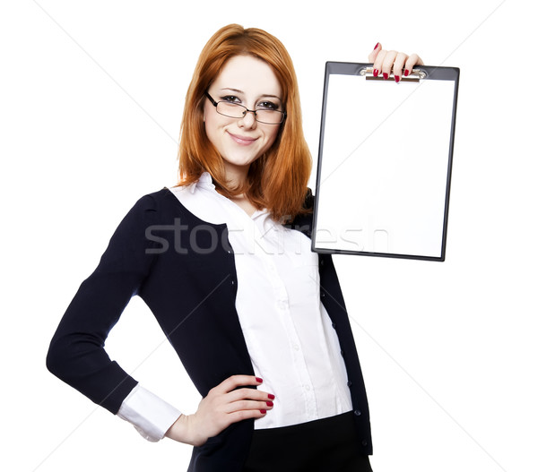 Portret business woman folderze pracy przestrzeni Zdjęcia stock © Massonforstock