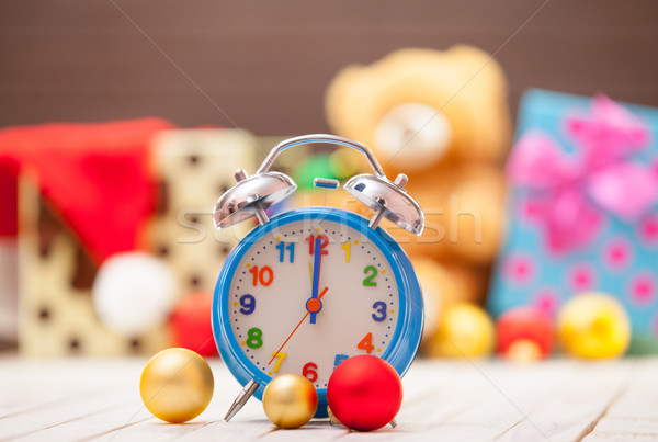 Alarm clock and baubles Stock photo © Massonforstock