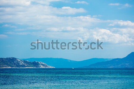 Stok fotoğraf: Fotoğraf · güzel · küçük · gemi · deniz · dağ