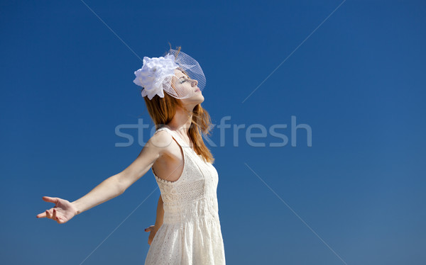 Young bride at the beach Stock photo © Massonforstock