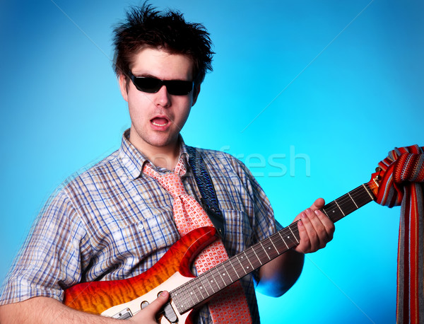 Komik erkek gitar moda güzellik eğlence Stok fotoğraf © Massonforstock