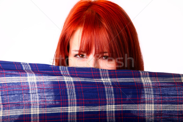 Girl hide under scarf. Stock photo © Massonforstock
