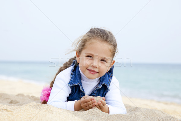 Portre sevimli genç kız plaj gülümseme mutlu Stok fotoğraf © Massonforstock