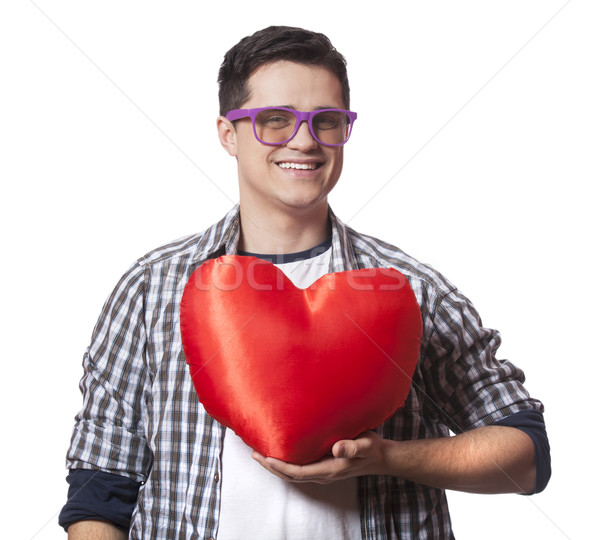 Portrait of a young man with heart shape Stock photo © Massonforstock