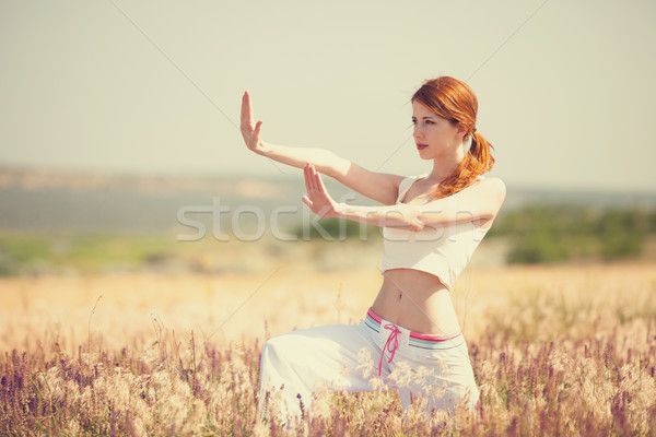 woman doing morning sports exercises Stock photo © Massonforstock