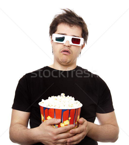Funny Männer Stereo Gläser Popcorn Stock foto © Massonforstock