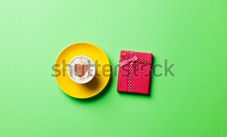 Tasse Kaffee golden Schlüssel Buch Stock foto © Massonforstock