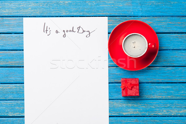 Foto papel buena día taza café Foto stock © Massonforstock