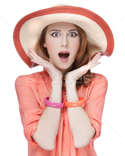 étonné fille chapeau sourire visage [[stock_photo]] © Massonforstock