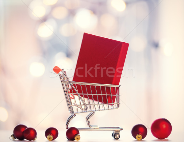 ストックフォト: クリスマス · ギフトボックス · ショッピングカート · 妖精 · ライト · 愛