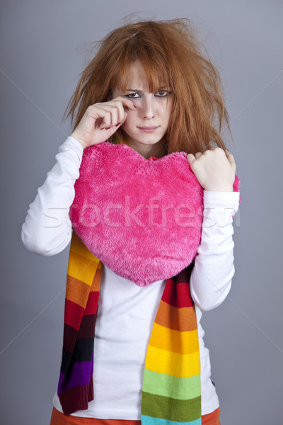 Szomorú lány szív Valentin nap nap nő Stock fotó © Massonforstock