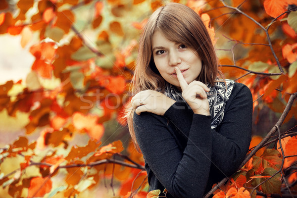 Beautiful girl at autumn park. Stock photo © Massonforstock