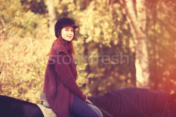 Young woman and horse Stock photo © Massonforstock