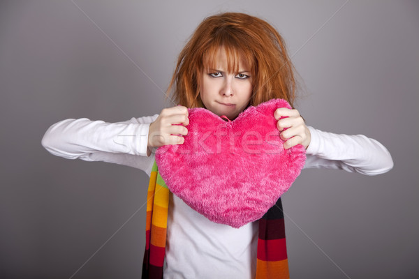 Triste nina corazón San Valentín día mujer Foto stock © Massonforstock