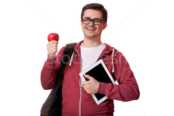 Young man with red apple Stock photo © Massonforstock