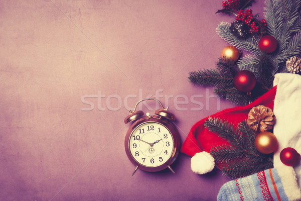 Alarm clock on christmas background Stock photo © Massonforstock