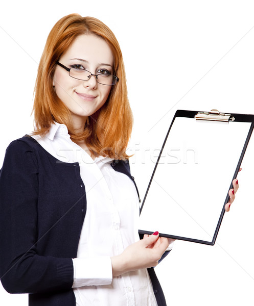 Portrait of the business woman with a represent folder. Stock photo © Massonforstock