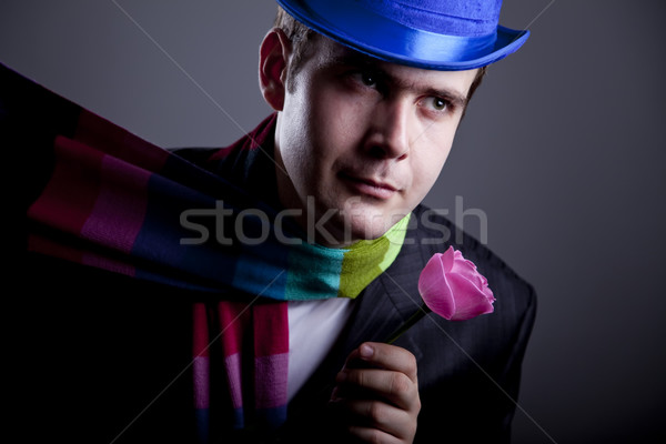 Mysterious men with rose. Stock photo © Massonforstock