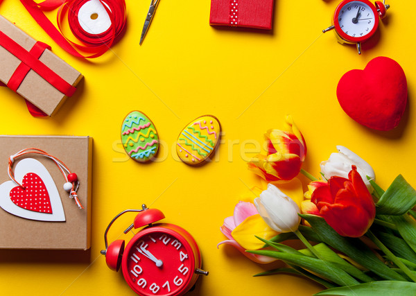 Pascua cookie regalos huevos de Pascua flores primavera Foto stock © Massonforstock