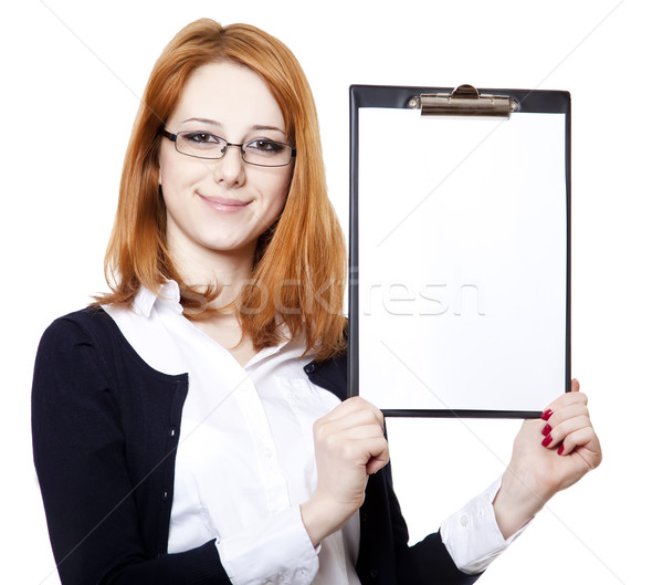 Portrait of the business woman with a represent folder. Stock photo © Massonforstock