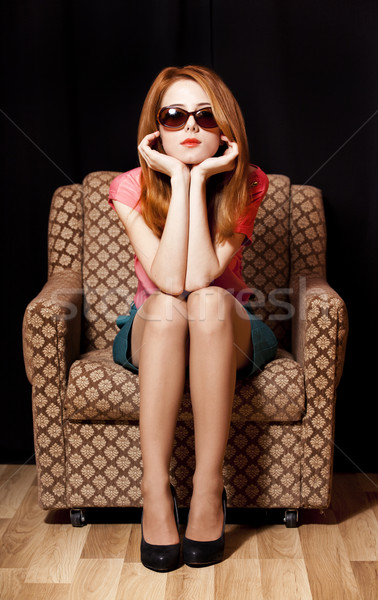 Stockfoto: Meisje · fauteuil · 70s · hand · mode