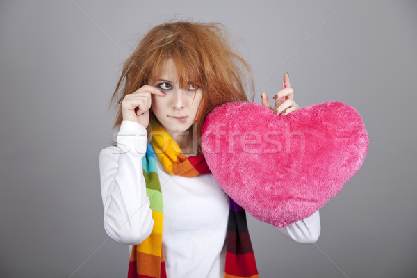 Triste nina corazón San Valentín día mujer Foto stock © Massonforstock