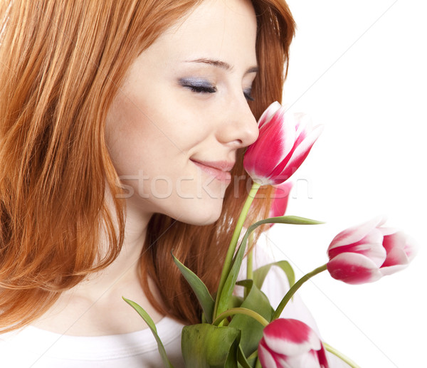 Girl with tulips Stock photo © Massonforstock