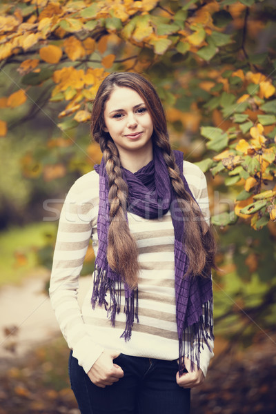 Beautiful girl at autumn park. Stock photo © Massonforstock