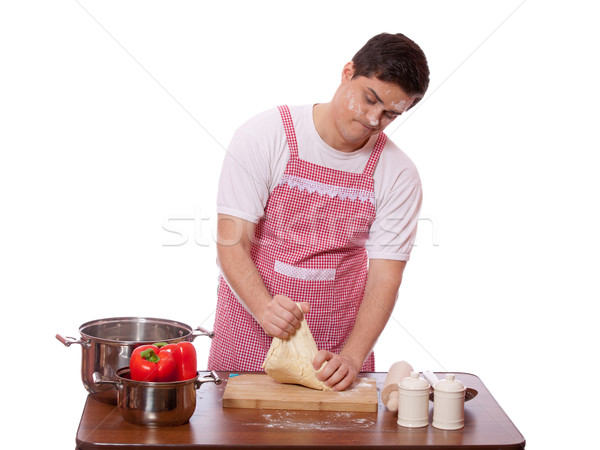 Sad man try to cooking. Stock photo © Massonforstock